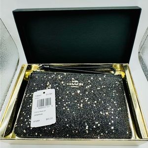 Coach Wristlet Black Glitter New With Tags And Original Box